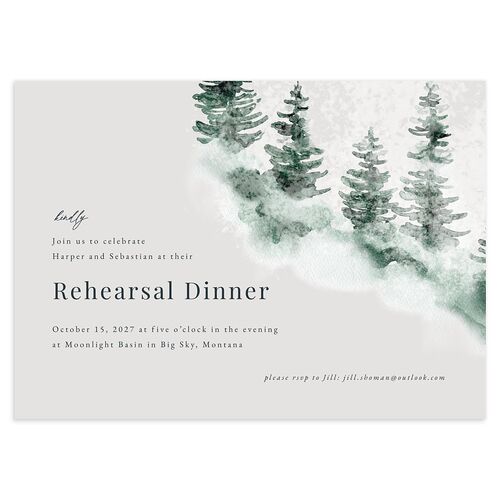 Snowy Mountainside Rehearsal Dinner Invitations Forest Signature Blank Standard