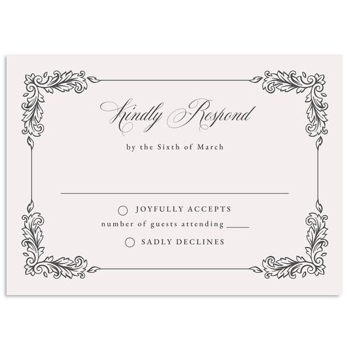 Black Tie Crest Wedding Response Cards Medieval Grey Signature Standard