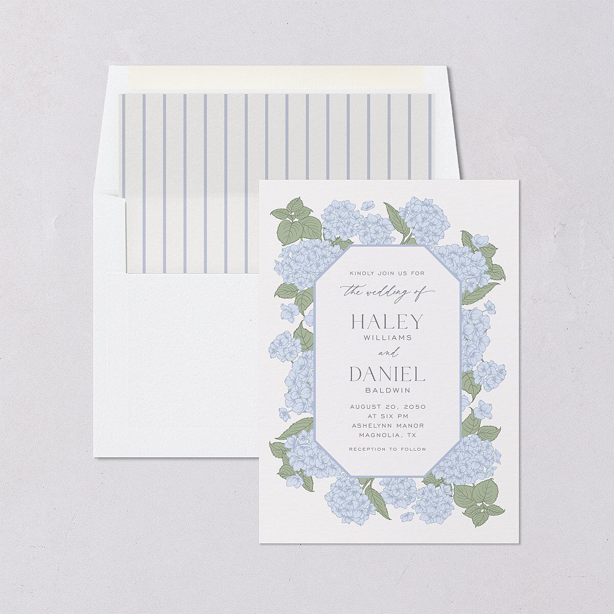 Vintage Hydrangea Frame Envelope Liners Dusty Blue Standard