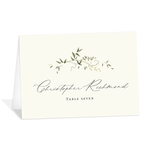 Dainty Fairytale Greenery Place Cards Hunter Green Signature