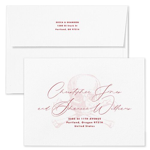 Til Death Save The Date Card Envelopes White Jewel Red Both Recipient and Return Addresses Signature Standard