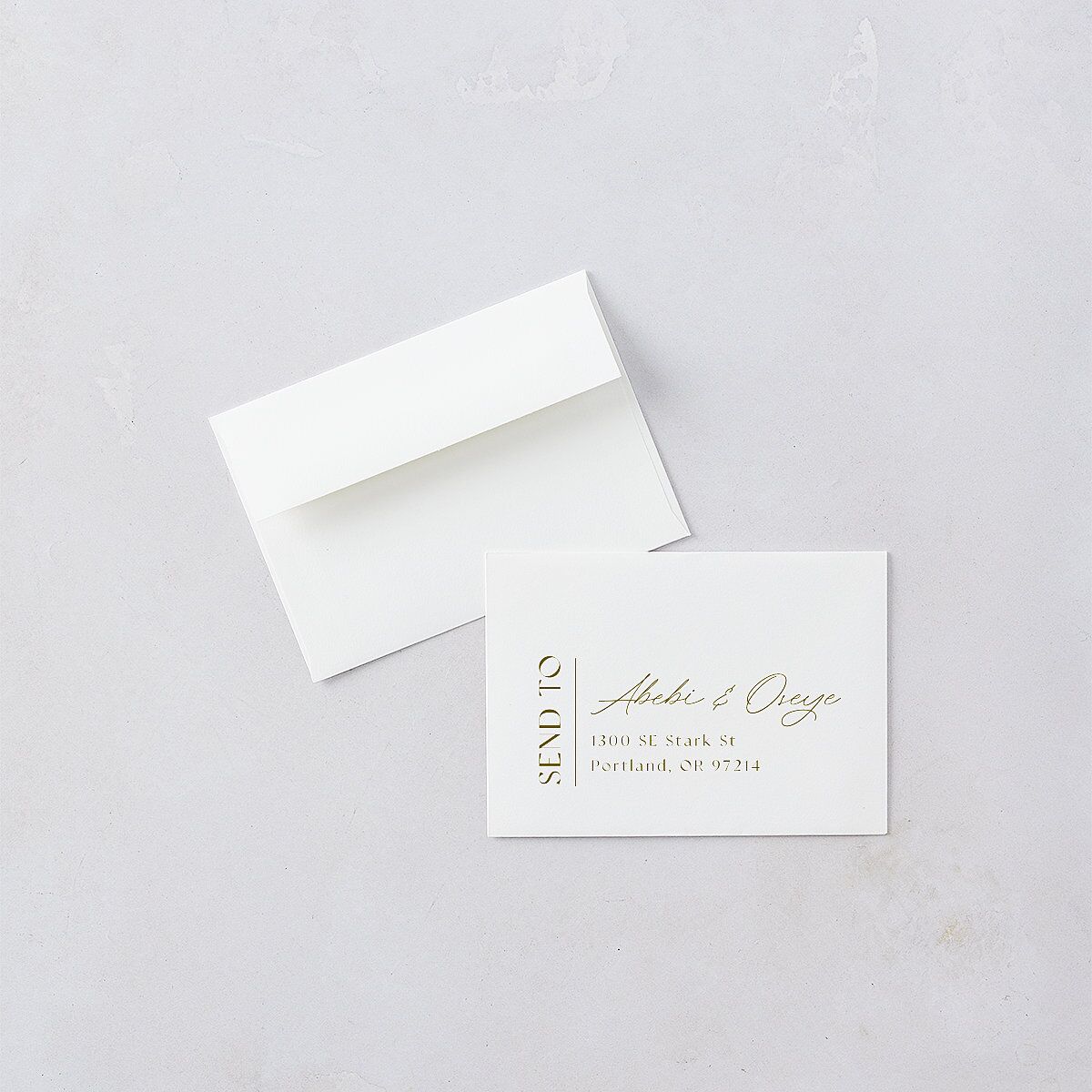 Gilded Sahara Pattern Response Card Envelopes White Standard Umber Return Address Signature