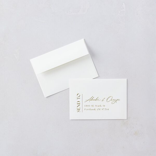 Gilded Sahara Pattern Response Card Envelopes White Standard Umber Return Address Signature