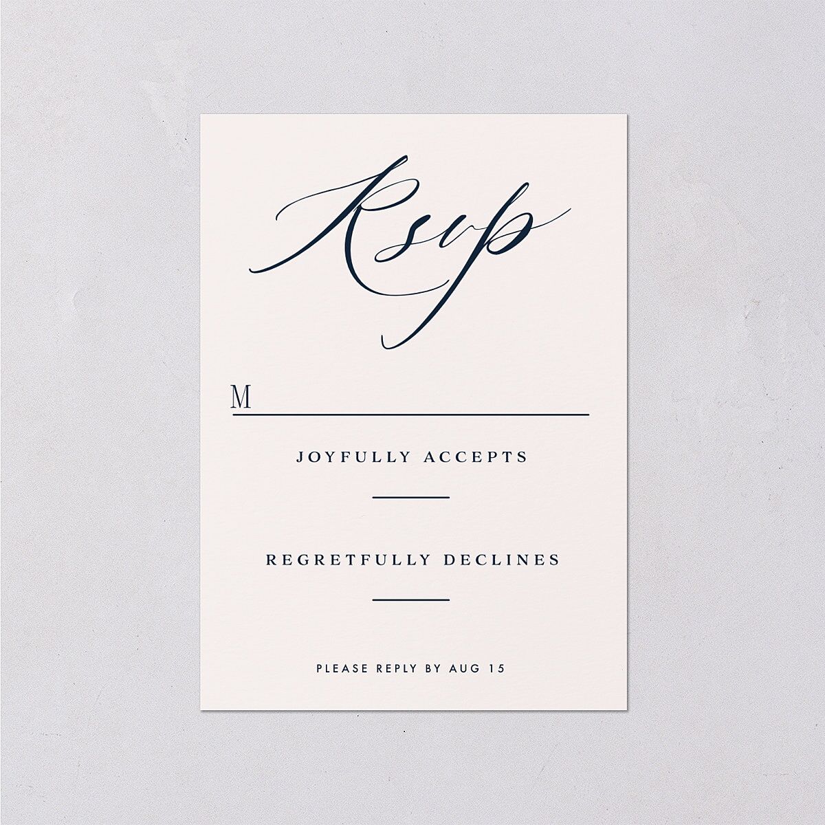 Elegant Glow Wedding Response Cards Navy Signature Standard
