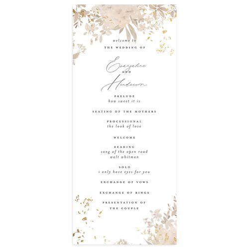 Monochrome Blooms Wedding Programs Gold Sand Signature
