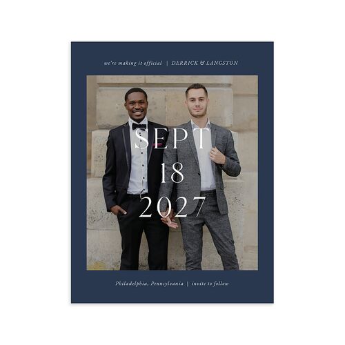Manhattan Save the Date Petite Cards Moody Blue Signature smooth Blank No Standard