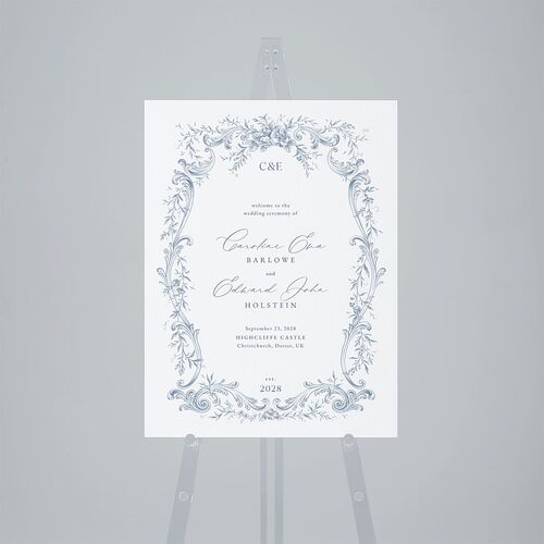 Antique Victorian Botanical Standard Welcome Sign Medium Dusty Blue Standard Outdoor Corrugated M Welcome