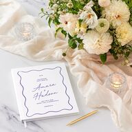 Hand Drawn Wavy Border Guest Books Sapphire
