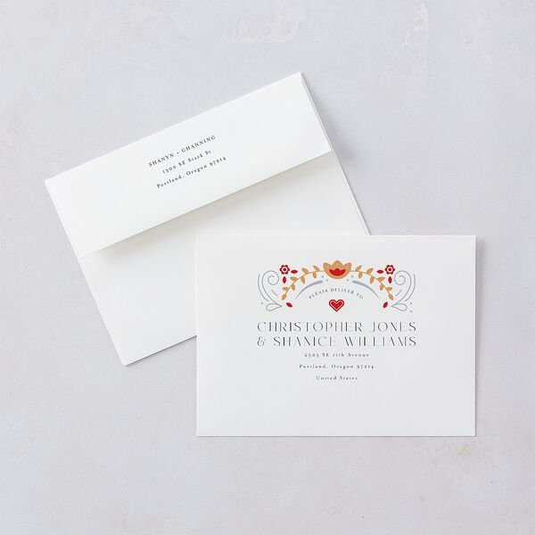 Nordic Folk Wedding Invitations Dark Navy Signature Blank No Standard