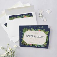 Hawaiian Tropical Monstera Frame Bridal Shower Invitations Moody Blue Signature Blank Standard
