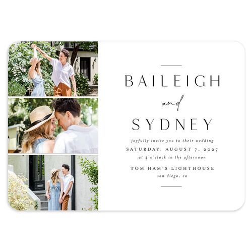 Side Panel Wedding Invitations Pure White Signature Blank No Rounded