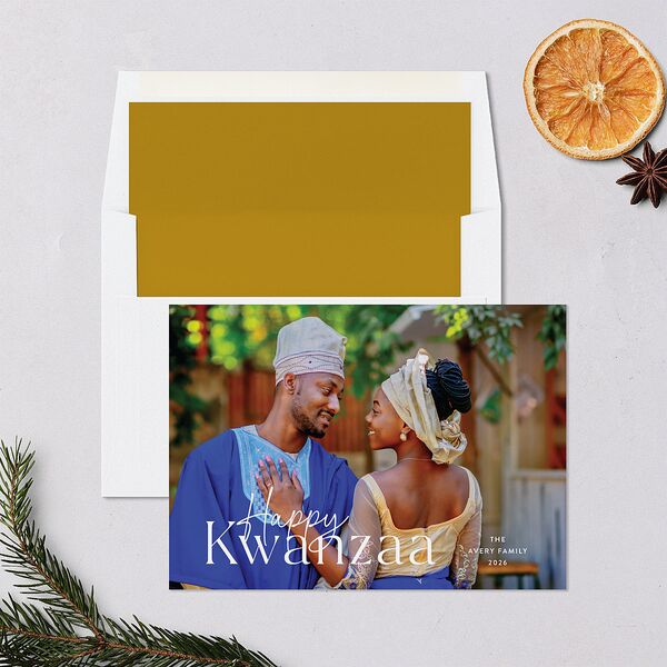 Happy Kwanzaa Holiday Cards Sunflower Signature Blank Landscape Standard