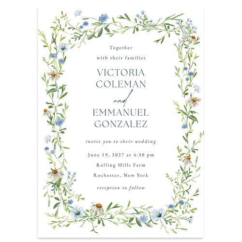Wildflower Border Wedding Invitations  Stream Signature Blank No Standard