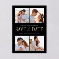 Classically Gilded Save the Date Cards Licorice Gold Signature smooth Blank No Standard
