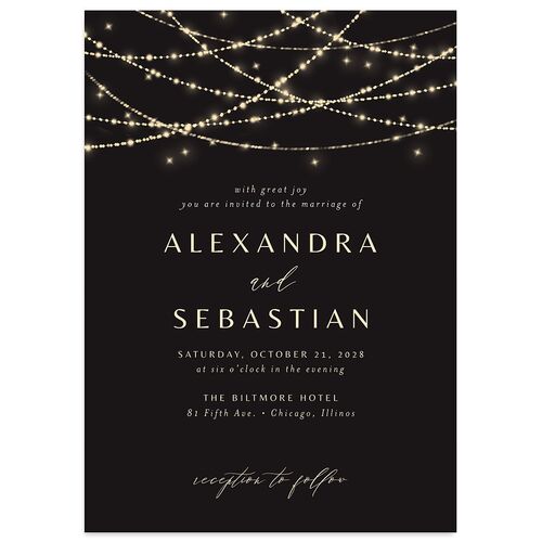 Elegant Lights Wedding Invitations Midnight Signature Blank No Standard