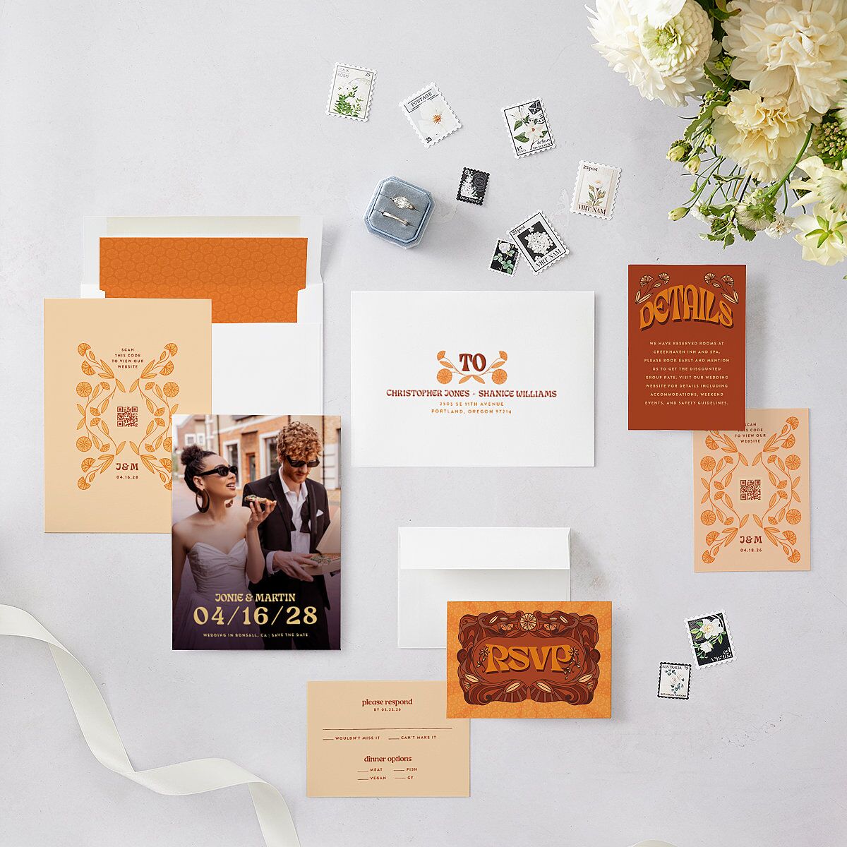 Wedstock Save the Date Cards Red Clay Signature smooth Blank No