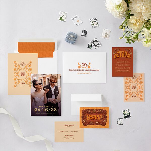 Wedstock Save the Date Cards Red Clay Signature smooth Blank No