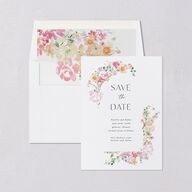 Pastel Flower Arch Foil Save the Date Cards Gold Pink Cotton Signature smooth Blank No Standard