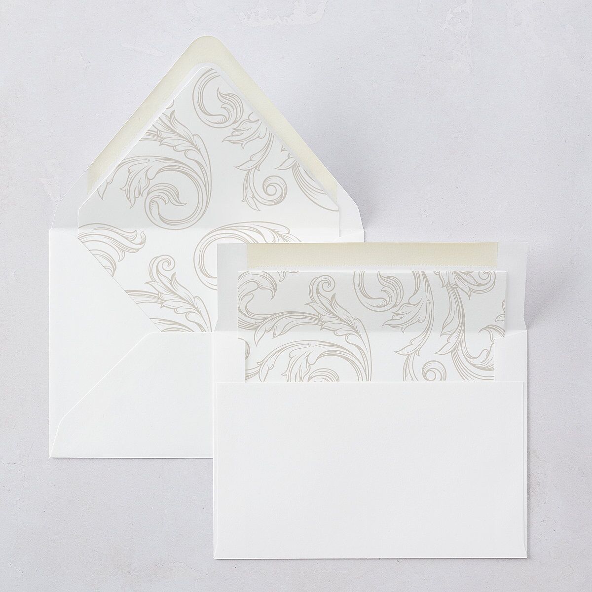 Vintage Regency Monogram Frame Foil Euro Envelope Liners Pure White Luxe