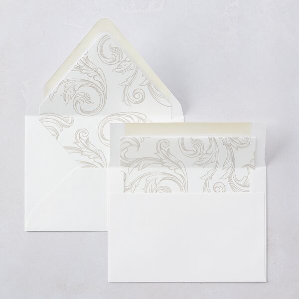 Vintage Regency Monogram Frame Foil Euro Envelope Liners Pure White Luxe