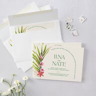 Hawaiian Tropical Orchid Oval Bridal Shower Invitations Crimson Signature Blank Standard