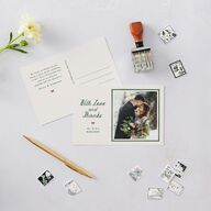 Vintage Bow Pattern Photo Thank You Postcards Jewel Green
