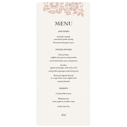 Block Print Menus Rose Quartz Signature