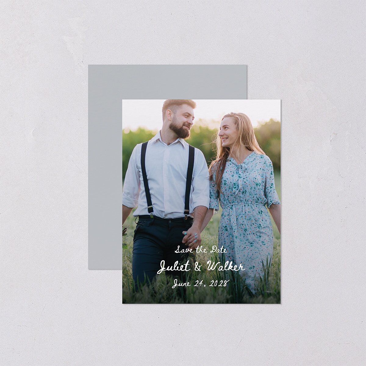 Watercolor Fairytale Trees Save the Date Petite Cards Slate Signature smooth Blank Standard
