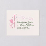 Whimsical Retro Cartoon All-in-One Wedding Invitations Candy Pink Signature Light Both Recipient and Return Addresses No