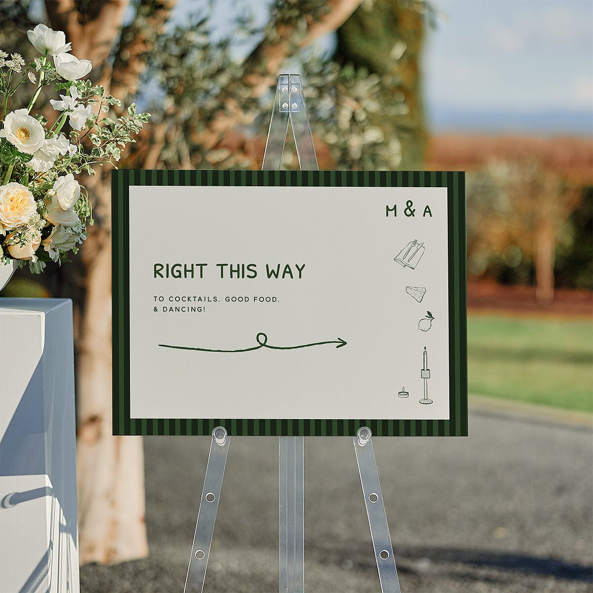 Hand Drawn Recipe Standard Direction Sign Medium Dark Camo Standard Indoor Foam Core M Direction