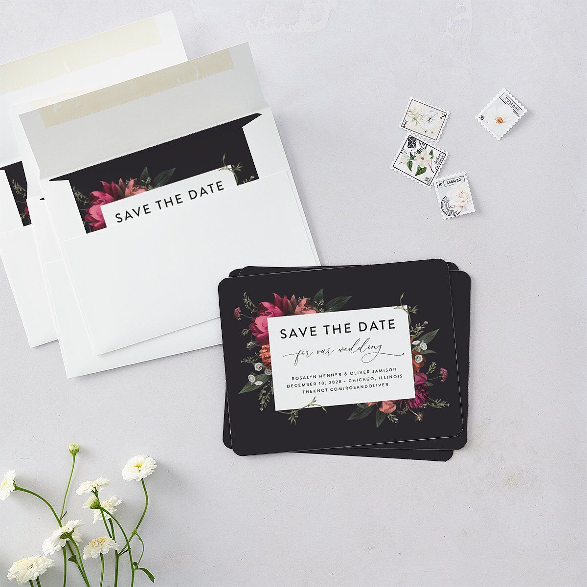 Blooming Botanical Save The Date Magnets Midnight Magnet Paper