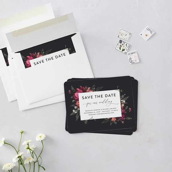 Blooming Botanical Save The Date Magnets Midnight Magnet Paper