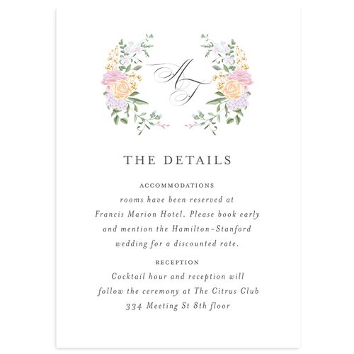 Formal Regency Monogram Floral Wedding Enclosure Cards Amethyst Signature Standard