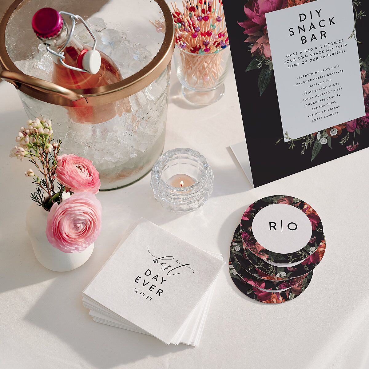 Blooming Botanical Menu Bended Tabletop Sign X-small Midnight Standard Plastic XS Tabletop Menu
