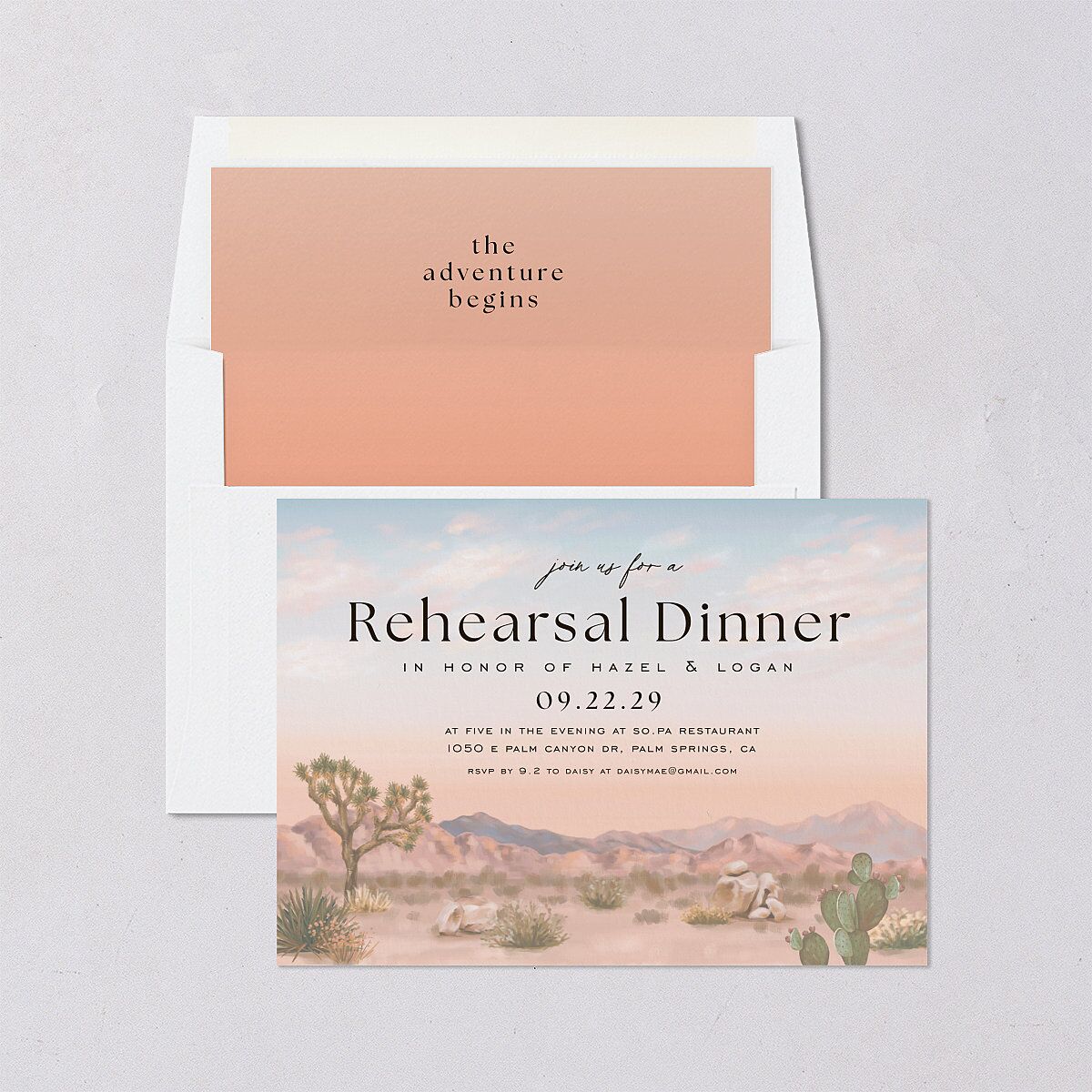 Desert Cactus Rehearsal Dinner Invitations — view 4