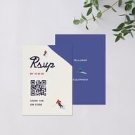 Vintage Retro Ski Poster QR Code RSVP Cards Pure White Signature Standard
