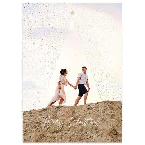 Sparkle Tree Holiday Cards Gold Pure White Signature Blank