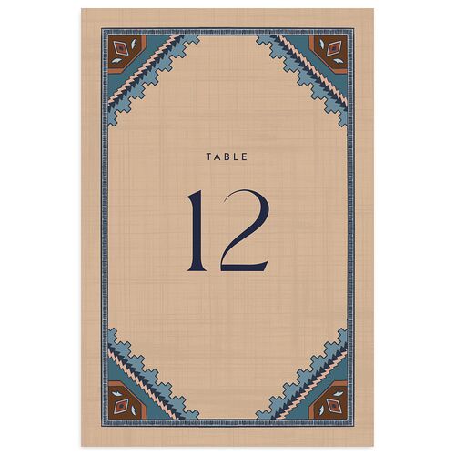 Western Tapestry Table Numbers Navy Signature
