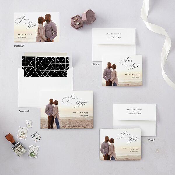 Minimal Calligraphy Save The Date Magnets Midnight Magnet Paper