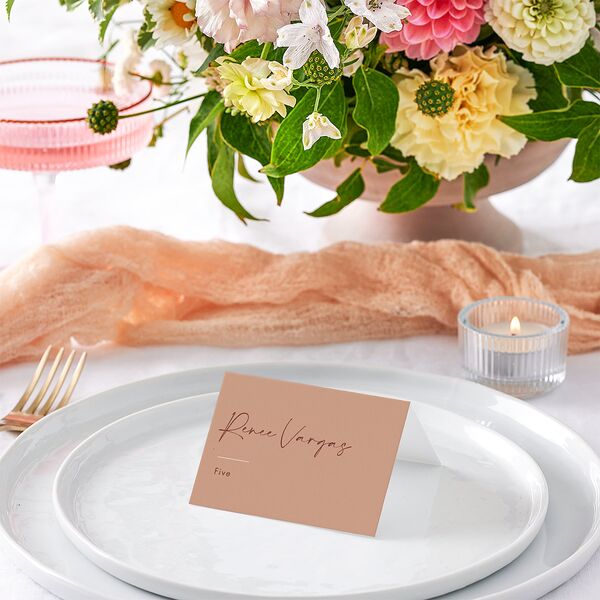 Simple Script Place Cards Vintage Pink Signature