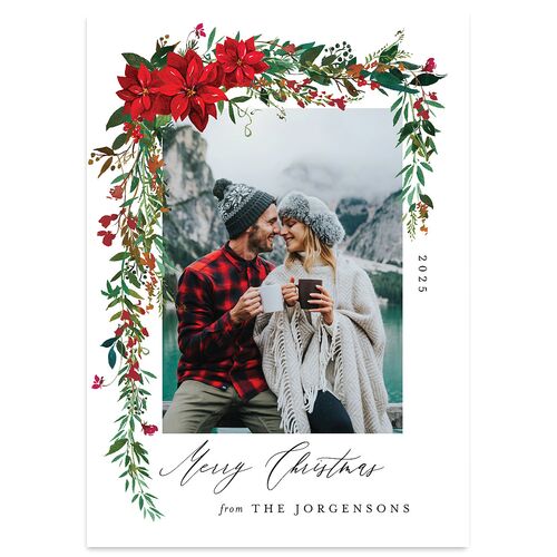 Boho Wildflower Holiday Holiday Cards Ruby Signature Blank