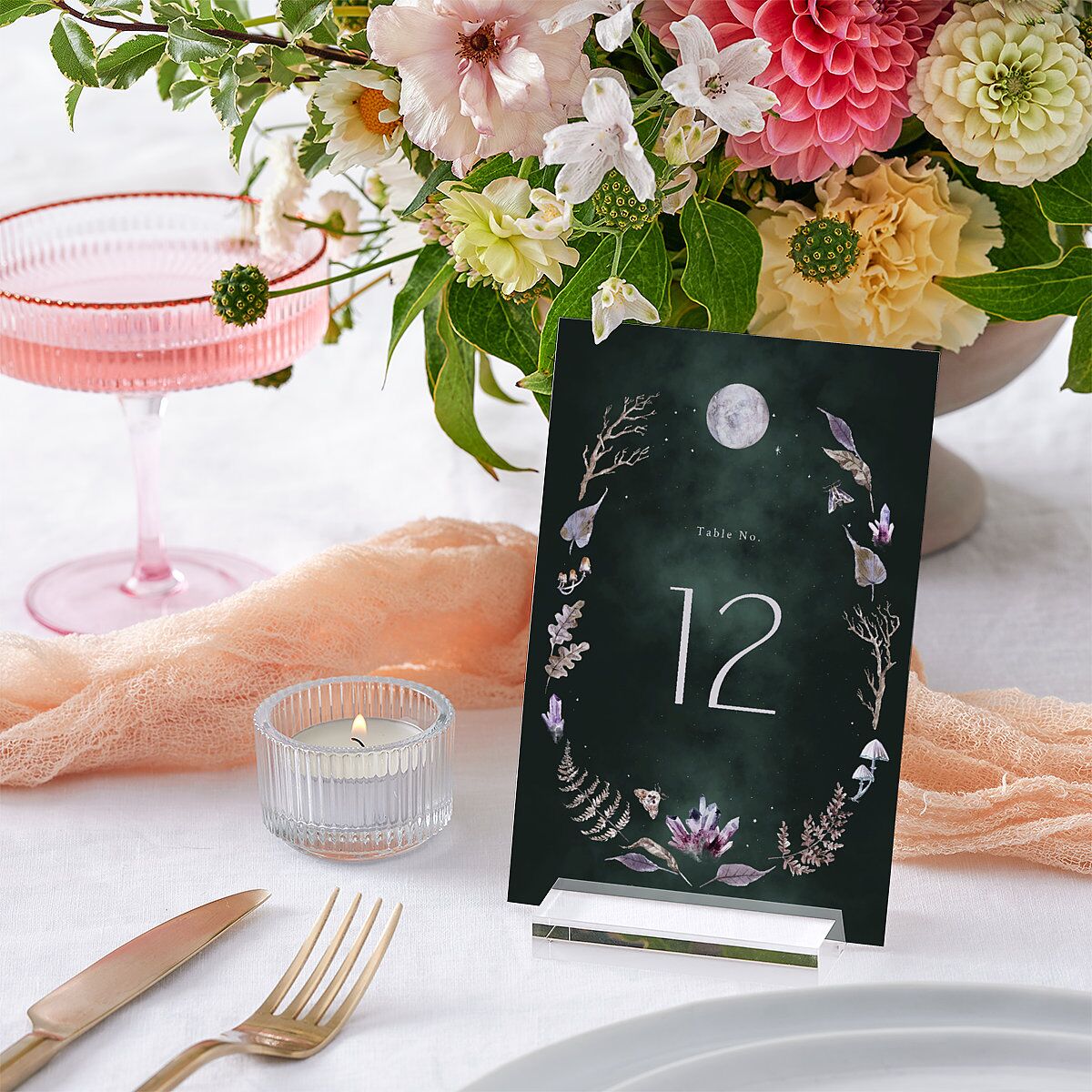 Crystal Forest Table Numbers Hunter Green Signature