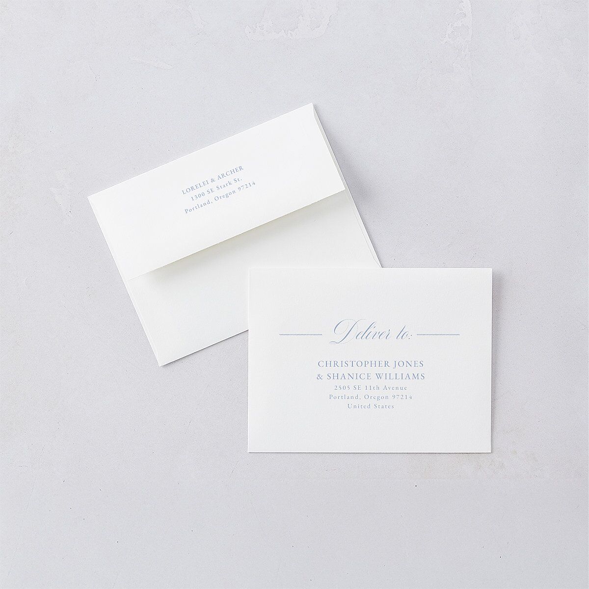 Coastal Oysters and Anchors Thank You Card Envelopes White Sea Blue Both Recipient and Return Addresses Signature Standard