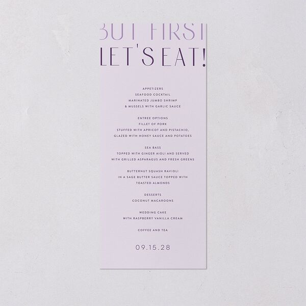 Real Talk Menus Sheer Lilac Signature