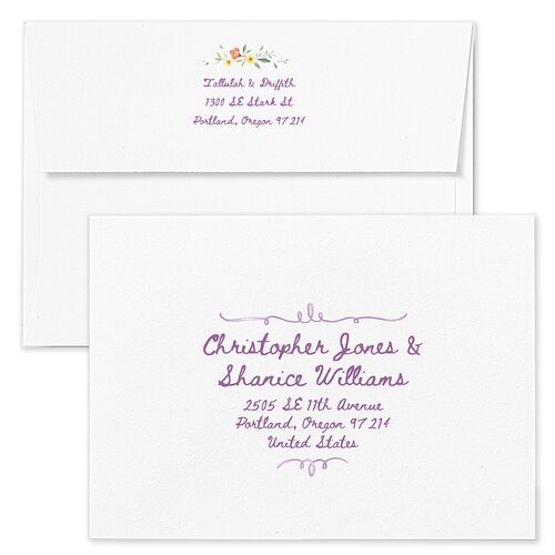 Countryside Crest Save The Date Card Envelopes Rose Orchid Both Recipient and Return Addresses Signature Standard
