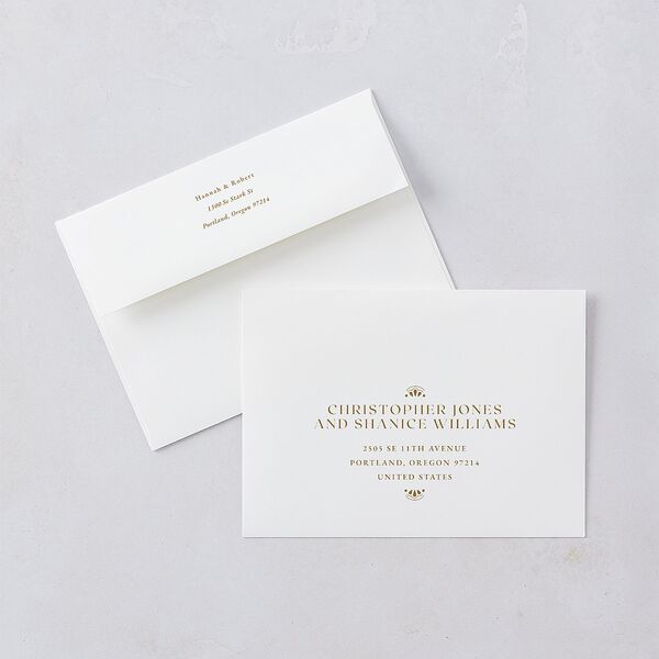 Antique Scallop Frame Wedding Invitations Linen Signature Blank No Standard