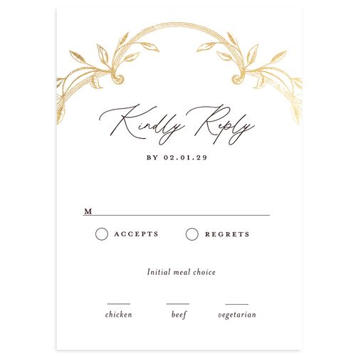 Heirloom Botanical Foil Wedding Response Cards Gold Burgundy Signature Standard