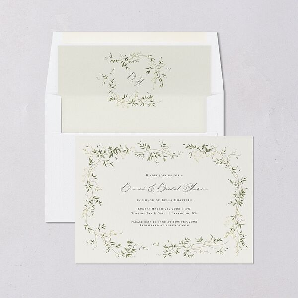Dainty Fairytale Greenery Bridal Shower Invitations Hunter Green Signature Blank
