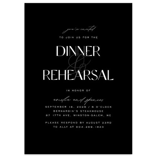 Together Rehearsal Dinner Invitations Licorice Signature Blank Standard