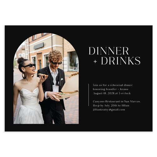 Modern Arch Photo Rehearsal Dinner Invitations Licorice Signature Blank Standard